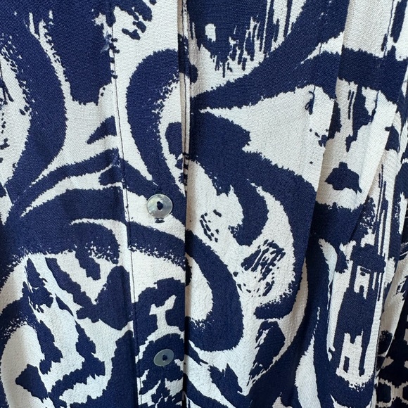 🆕 Zara Basic blue and white print long sleeve tunic top size large - Picture 7 of 10